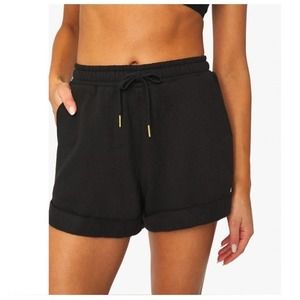 NWT WeWoreWhat Pull On Drawstring Sweat Shorts Fleece Lined Black Size Medium